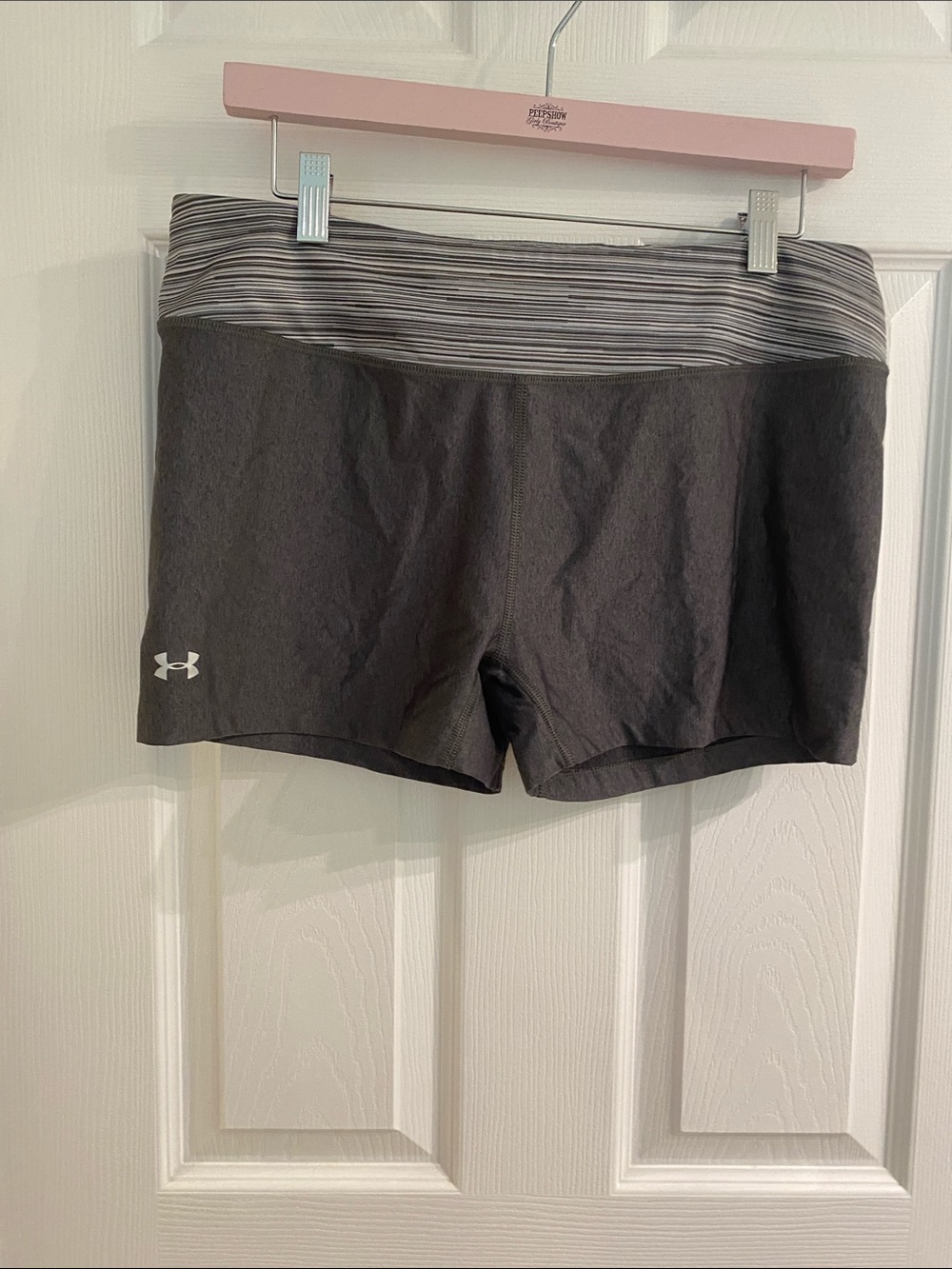 Under Armour Women’s Gray Athletic Shorts with Striped Waistband